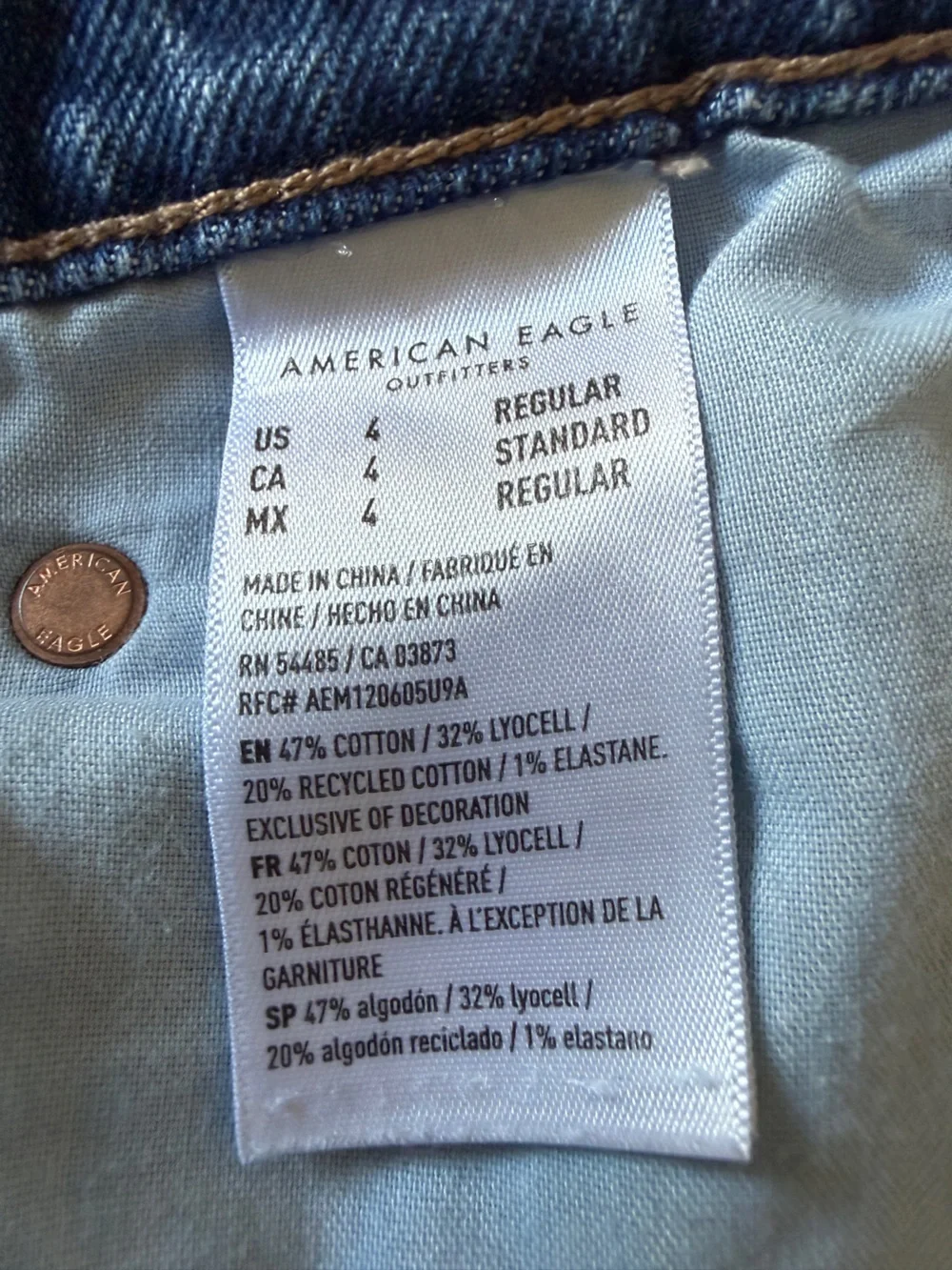 American Eagle Outfitters Blue Denim Jeans with Faded Wash